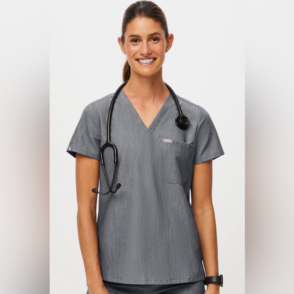 FIGS Catarina Slim Scrub Top in Graphite. Brand new in package.